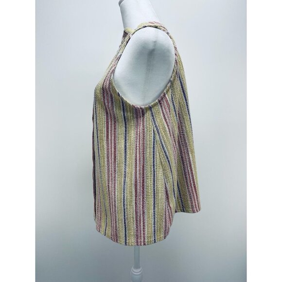 W5 Tank Top Size L Women’s Multicolor Striped Sleeveless Halter Textured Nubby - Picture 4 of 8
